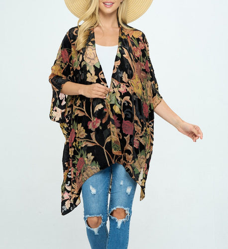 floral velvet kimono