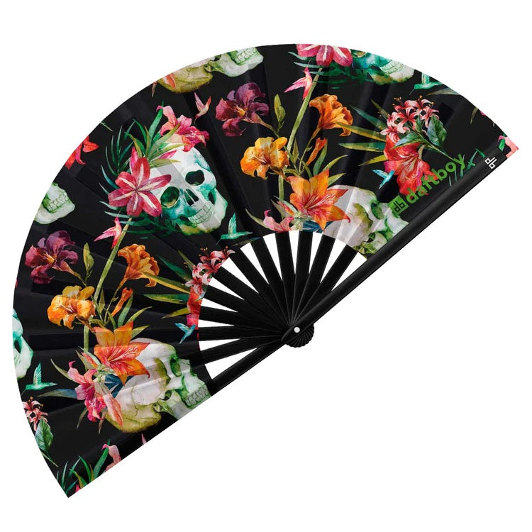 Skulls and Flowers Xtra Large Hand Fan