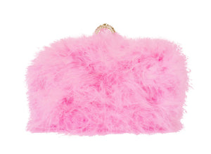 Pink Furry Feather Clutch