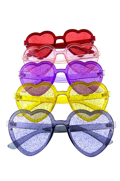 Rainbow Glitter Crystal Heart Sunglasses – Pink House Boutique
