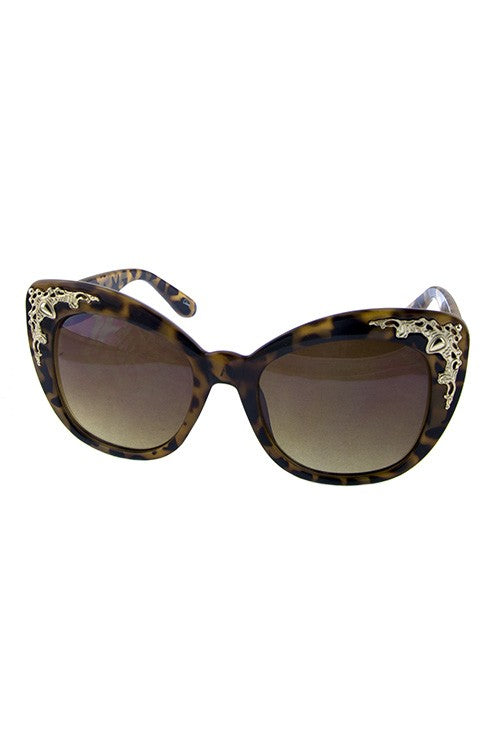 Gold Corner Detail Squared Sunglasses