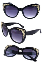 Load image into Gallery viewer, Gold Corner Detail Squared Sunglasses
