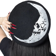 Crescent Moon Skull Profile Beret