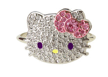 Load image into Gallery viewer, Hello Kitty Large Crystal Double Finger Ring with Bow
