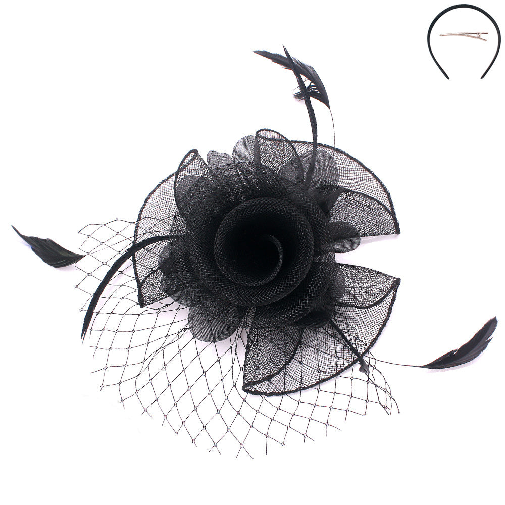 Small Black Rose Fascinator Hat