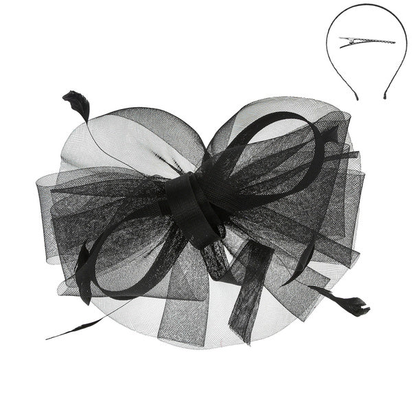 Looped Feather Fascinator Hat- Black