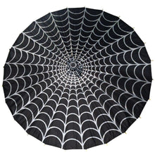 Load image into Gallery viewer, Spiderweb Gray and Black Fabric Parasol
