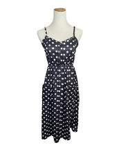 Load image into Gallery viewer, Black and White Polka Dot Print Button Down Sun Dress
