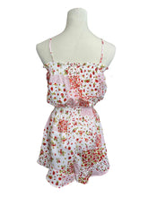 Load image into Gallery viewer, Ivory and Red Floral Ruched Top Romper
