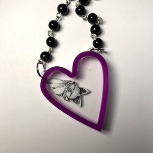 Sleepy Bat Heart Necklace