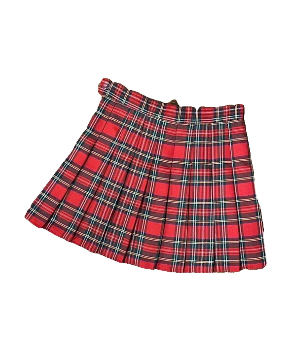 Red with Yellow Stripe Plaid Mini Skirt