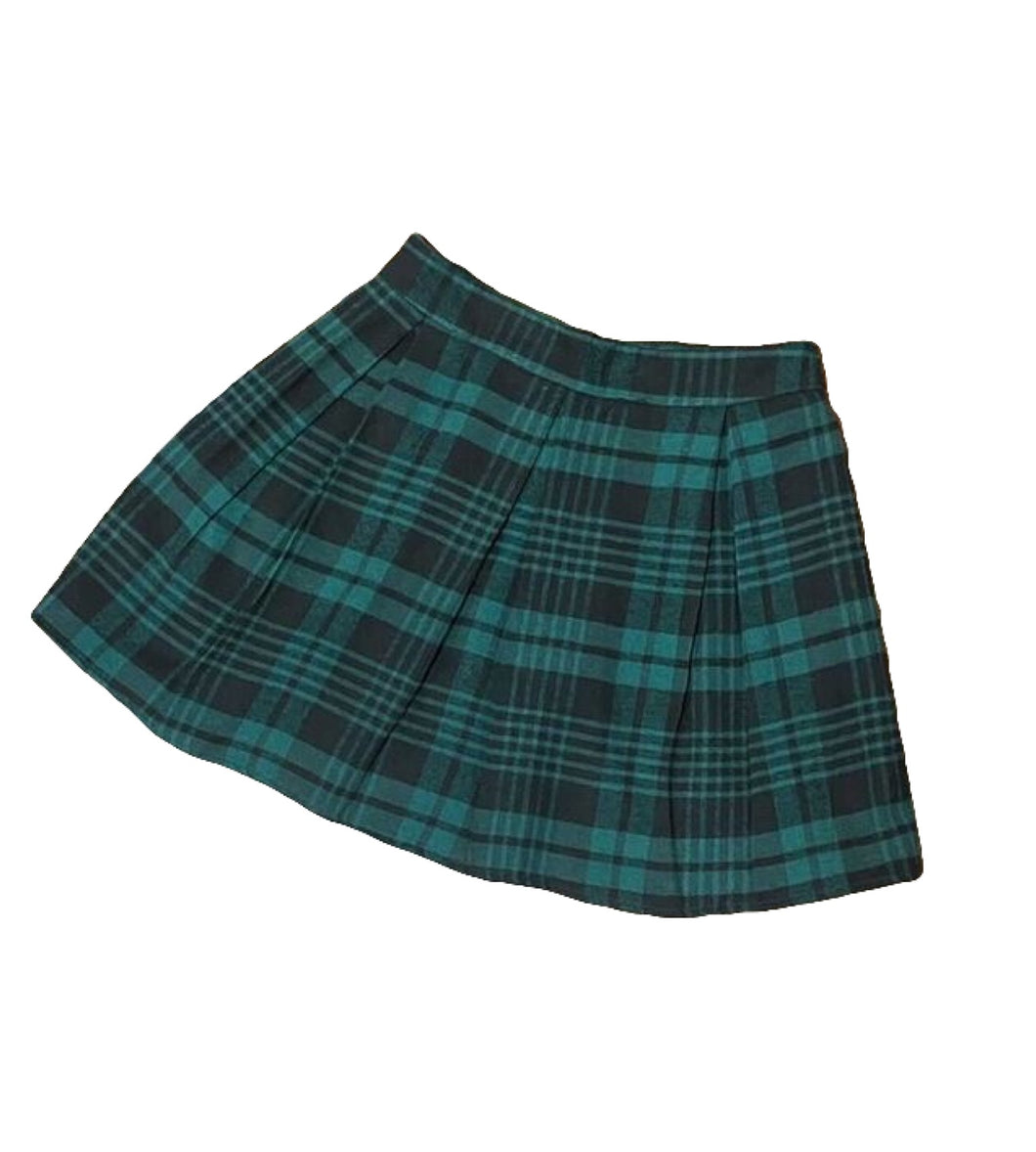 Green with Black Stripe Plaid Mini Skirt