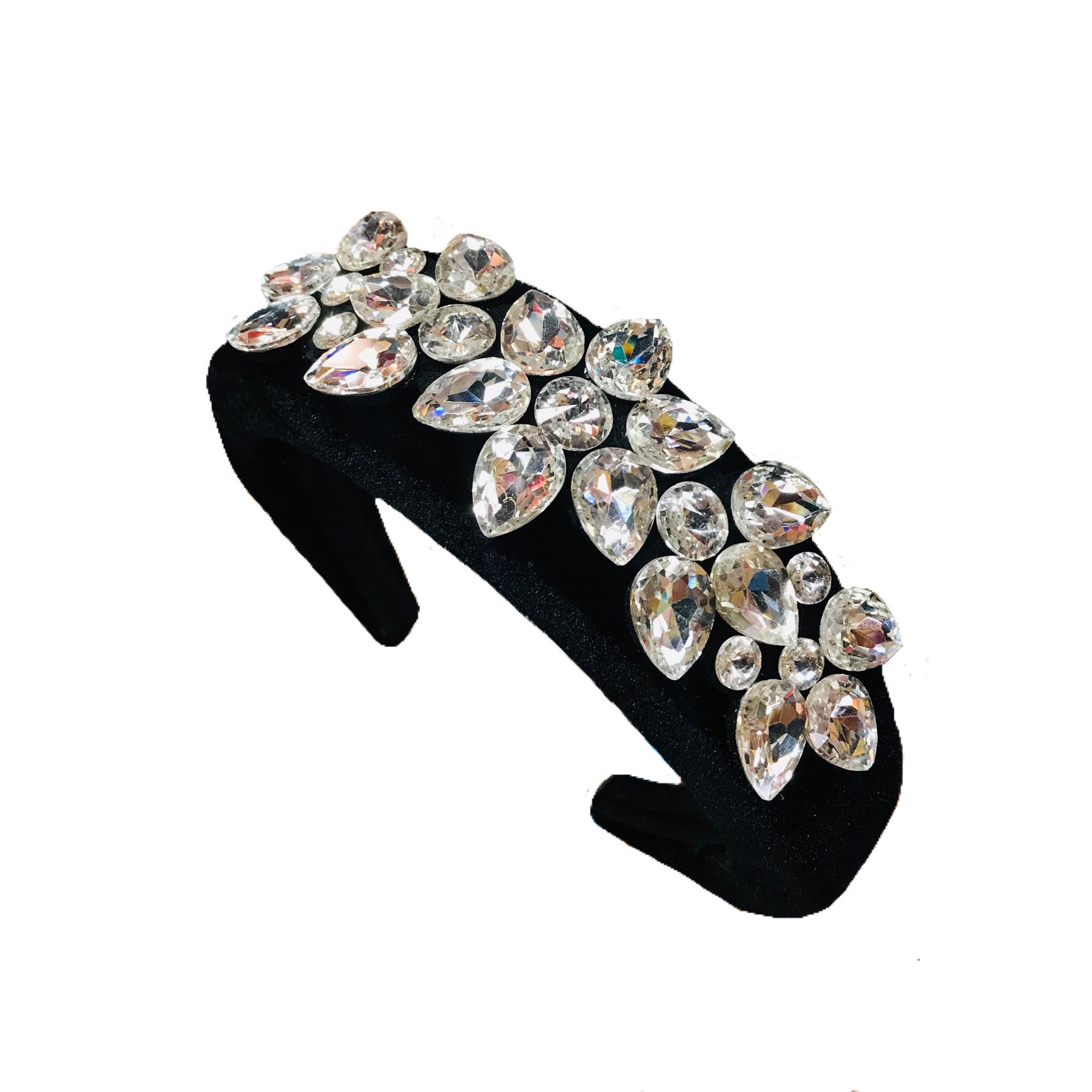 Rhinestone Embellished Black Headband multi colored Jeweled Headband for Women Black Tiara Wedding Hair  main image 2