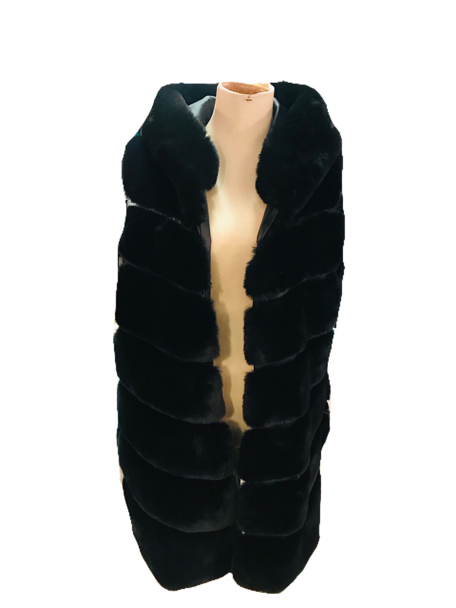 Faux Fur Black Hooded Vest- Last One!