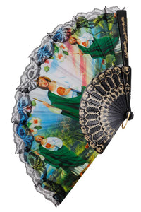 Religious Lace Trim Hand Fan- More Styles Available!