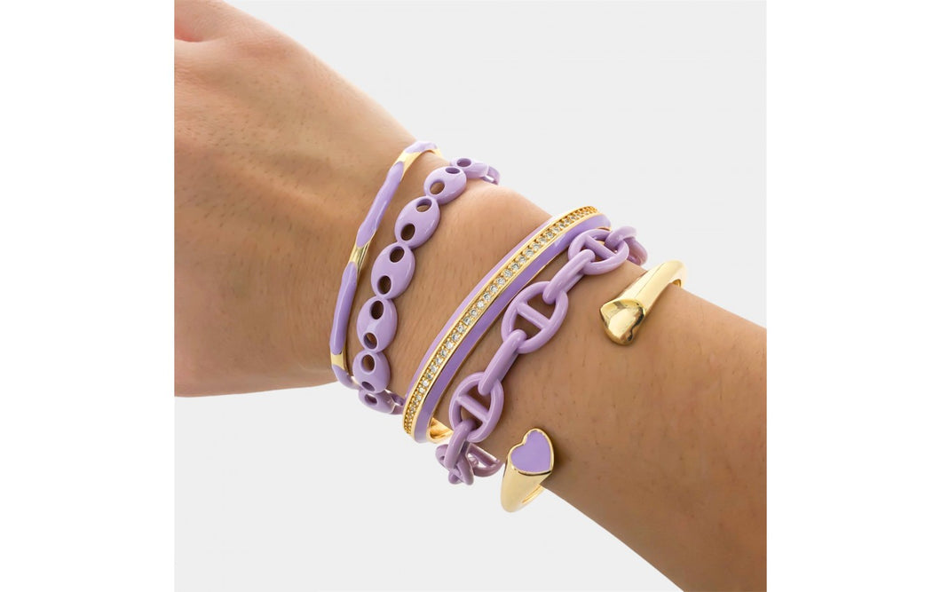 Enamel Heart Open Bangle Bracelet- More Styles Available!