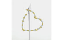 Load image into Gallery viewer, Gold and White Enamel Heart Hoop Earrings
