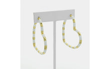 Load image into Gallery viewer, Gold and White Enamel Heart Hoop Earrings
