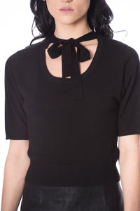 Lady Bat Tie Neck Blouse