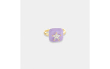 Load image into Gallery viewer, Star Crystal Embedded Rounded Square Enamel Signet Adjustable Ring- More Colors Available!
