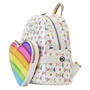 Lisa Frank Rainbow Heart Mini Backpack with Detachable Waist Bag