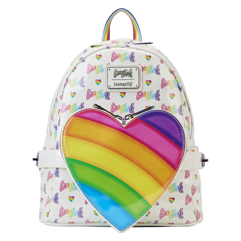 Lisa Frank Rainbow Heart Mini Backpack with Detachable Waist Bag