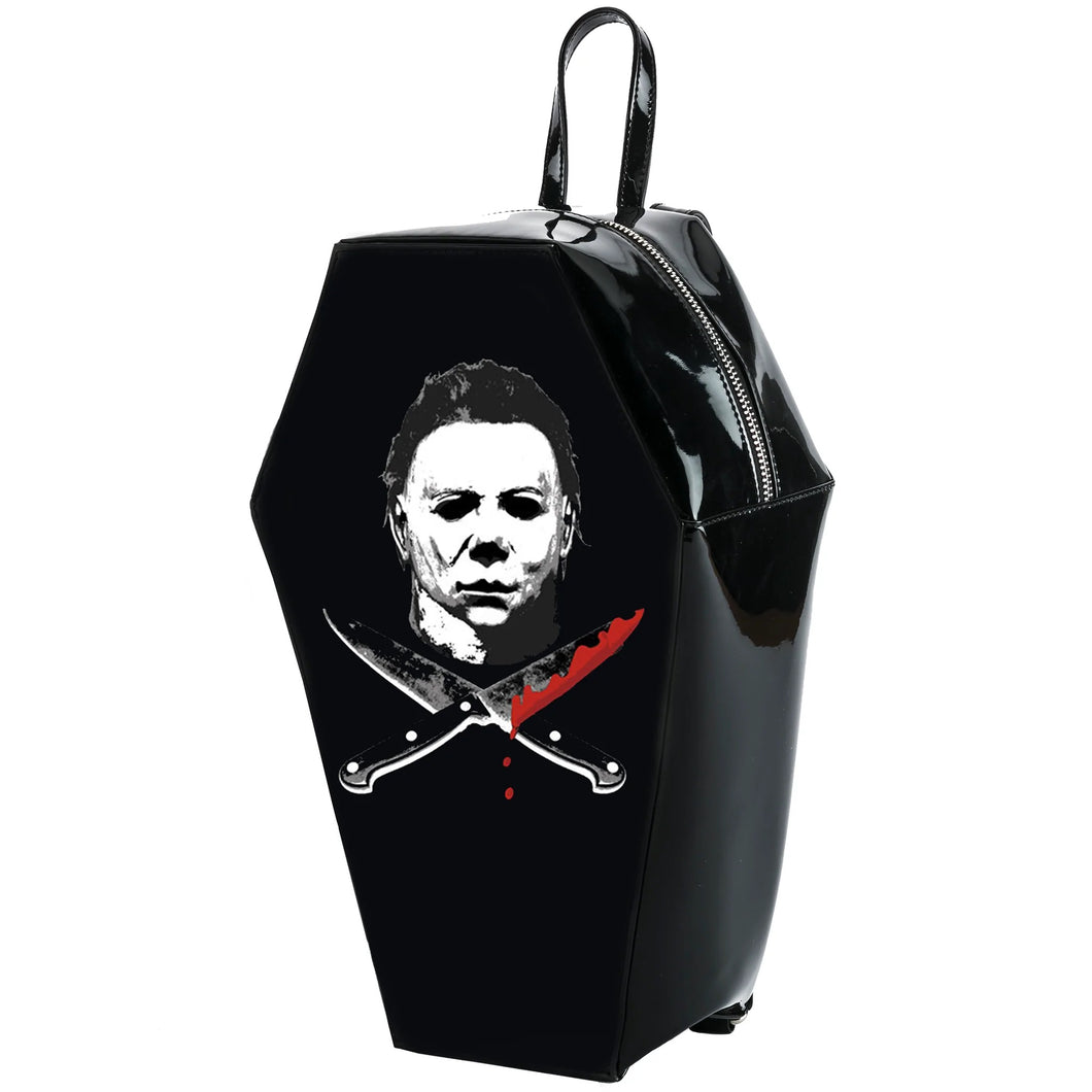 Michael Myers Crossed Knives Coffin Backpack