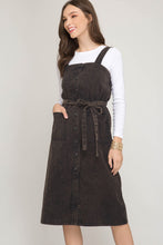 Load image into Gallery viewer, Black Washed Button Down Midi Dress

