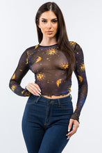Load image into Gallery viewer, 90&#39;s Celestial Vibe Mesh Long Sleeve Crop Top
