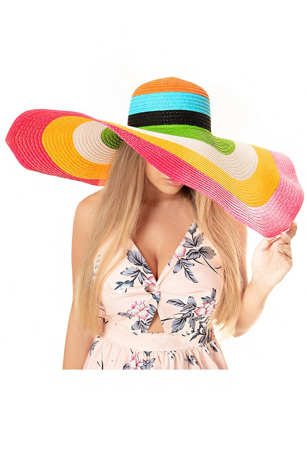 Multicolor Extra Large Floppy Brim Sun Hat