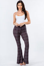 Load image into Gallery viewer, Gray Plaid Print Bell Bottom Leggings
