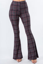 Load image into Gallery viewer, Gray Plaid Print Bell Bottom Leggings
