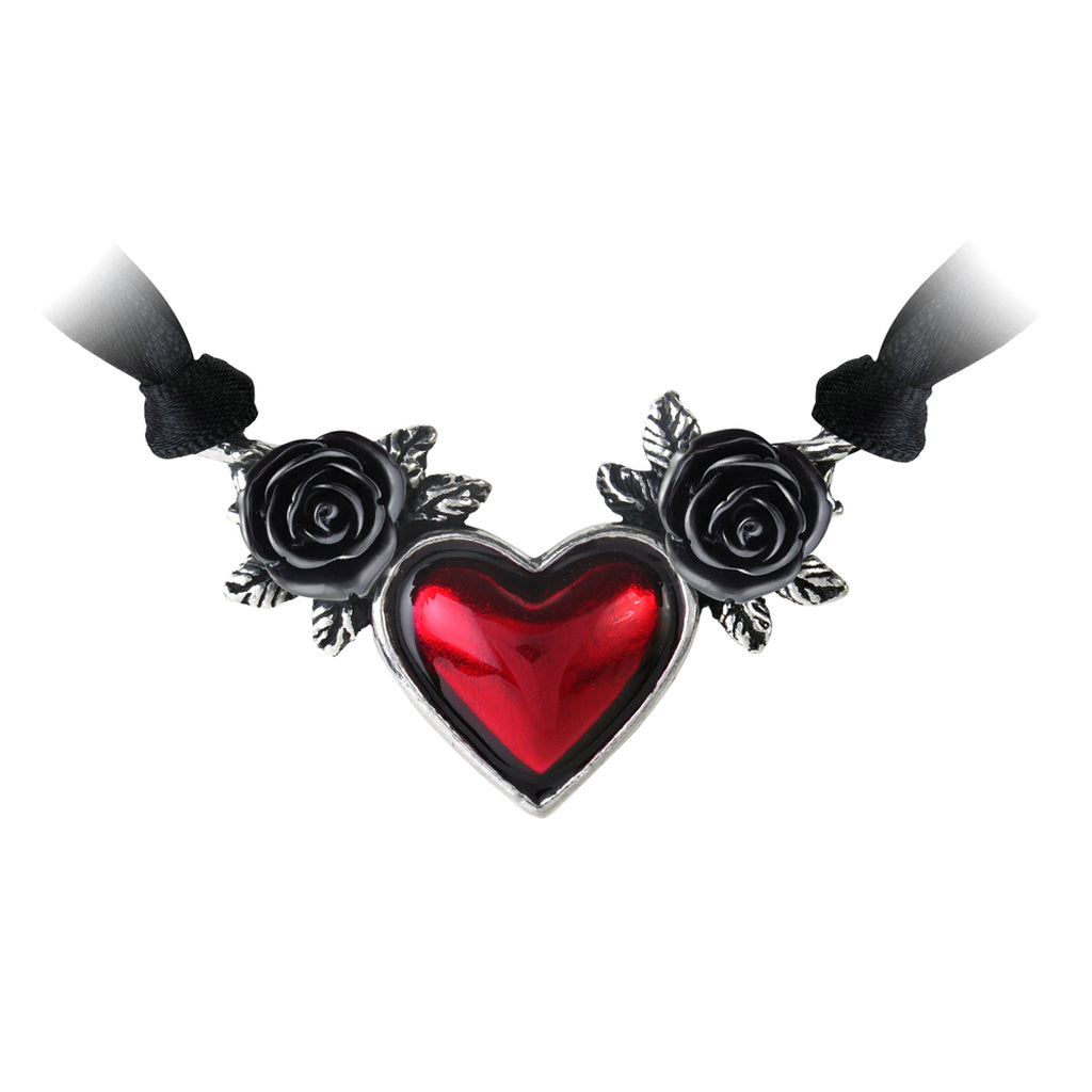 Blood Heart Ribbon Choker Necklace