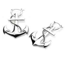 Silver Anchor Plug Hoop Earrings