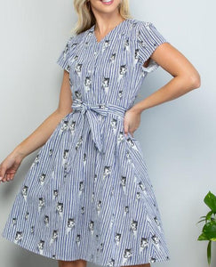 Peekaboo Cat Stripe Dress