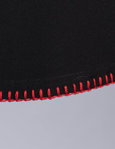 Peggie Black Swing Skirt with Red Trim