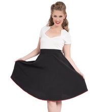 Load image into Gallery viewer, Peggie Black Swing Skirt with Red Trim
