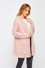 Load image into Gallery viewer, Pretty Pink Cable Knit Cardigan Sweater

