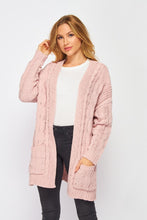 Load image into Gallery viewer, Pretty Pink Cable Knit Cardigan Sweater
