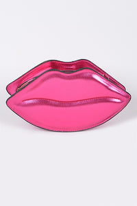 Kiss Me Metallic Pink Lips Purse