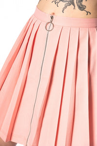 Pink Pleated Zippered Skirt