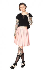 Pink Pleated Zippered Skirt