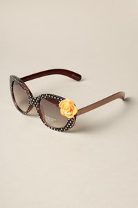 Modern Polka Dot Cat Eye with Flower Sunglasses