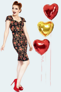 Queen of Hearts Belted Pencil Dress