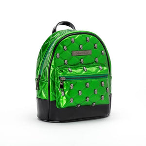 Green Glitter Quilted Frankenstein Studded Mini Backpack
