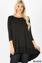 Load image into Gallery viewer, Black 3/4 Length Sleeve Dress with Ruffle Hem, S-3XL!
