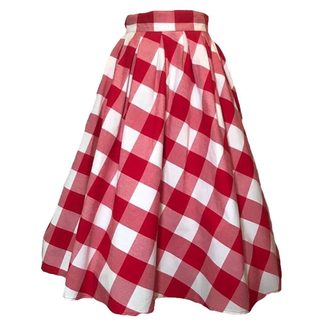Red and White Plaid Skirt- LAST ONE!
