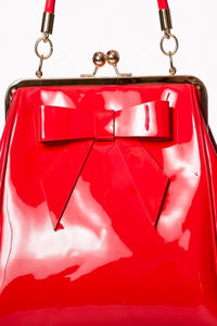Red Classic Retro Bow Kisslock Handbag