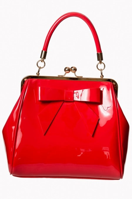 Red Classic Retro Bow Kisslock Handbag