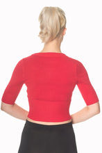 Load image into Gallery viewer, Red Cropped V-Neck Cardigan
